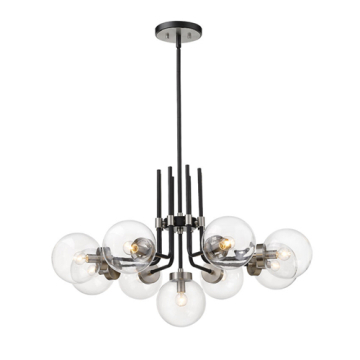 Z-Lite Parsons 9-Light Chandelier - 120V - Matte Black / Brushed Nickel