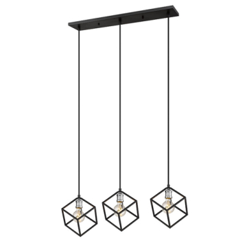 Z-Lite Vertical 3-Light Linear Chandelier - 120V - Matte Black / Brushed Nickel