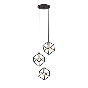 Z-Lite Vertical 3-Light Chandelier - 120V - Matte Black / Brushed Nickel