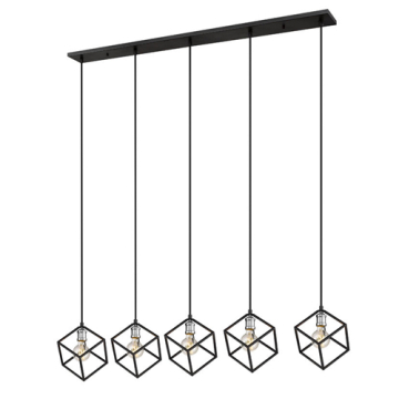 Z-Lite Vertical 5-Light Linear Chandelier - 120V - Matte Black / Brushed Nickel