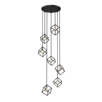 Z-Lite Vertical 7-Light Chandelier - 120V - Matte Black / Brushed Nickel