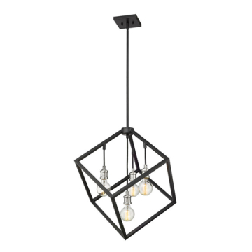 Z-Lite Vertical 24" 4-Light Chandelier - 120V - Matte Black / Brushed Nickel