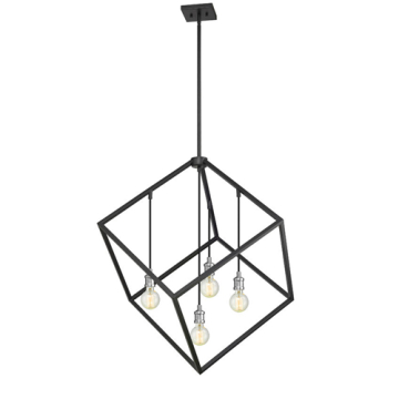 Z-Lite Vertical 34" 4-Light Chandelier - 120V - Matte Black / Brushed Nickel