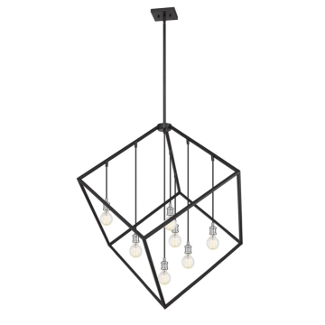 Z-Lite Vertical 44" 7-Light Chandelier - 120V - Matte Black / Brushed Nickel