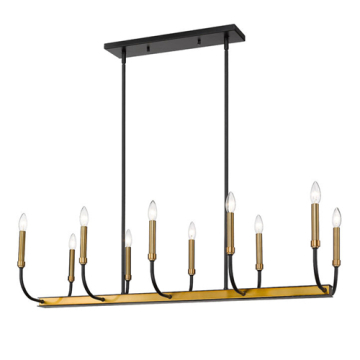 Z-Lite Haylie 10-Light Linear Chandelier - 120V - Matte Black / Olde Brass