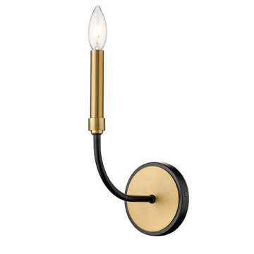 Z-Lite Haylie 1-Light Wall Sconce - 120V - Matte Black / Olde Brass