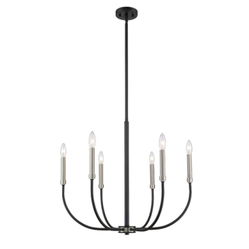 Z-Lite Haylie 6-Light Chandelier - 120V - Matte Black / Brushed Nickel