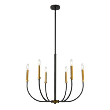 Z-Lite Haylie 6-Light Chandelier - 120V - Matte Black / Olde Brass
