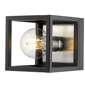 Z-Lite Kube 1-Light Wall Sconce - 120V - Matte Black / Brushed Nickel