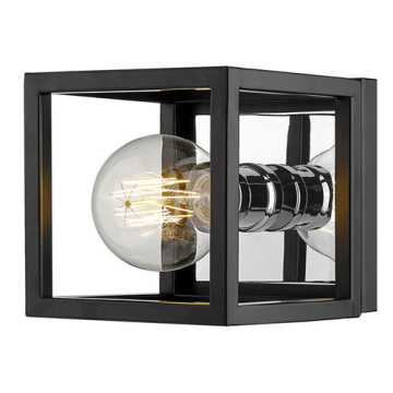 Z-Lite Kube 1-Light Wall Sconce - 120V - Matte Black / Chrome