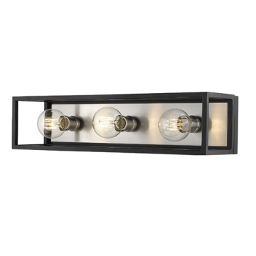 Z-Lite Kube 3-Light Vanity - 120V - Matte Black / Brushed Nickel