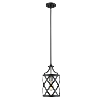 Z-Lite Malcalester 1-Light Pendant - 120V - Matte Black / Brushed Nickel