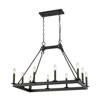 Z-Lite Barclay 10-Light Linear Chandelier - 120V - Matte Black