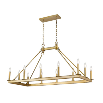 Z-Lite Barclay 12-Light Linear Chandelier - 120V - Olde Brass