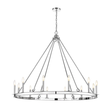 Z-Lite Barclay 48" 12-Light Chandelier - 120V - Polished Nickel