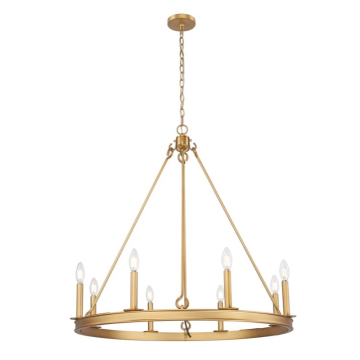 Z-Lite Barclay 33" 8-Light Chandelier - 120V - Rubbed Brass