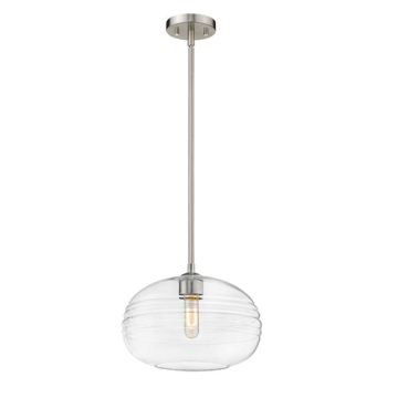 Z-Lite Harmony 14" 1-Light Pendant - 120V - Brushed Nickel / Clear