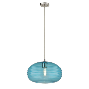 Z-Lite Harmony 14" 1-Light Pendant - 120V - Brushed Nickel / Blue