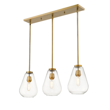 Z-Lite Ayra 3-Light Linear Chandelier - 120V - Olde Brass