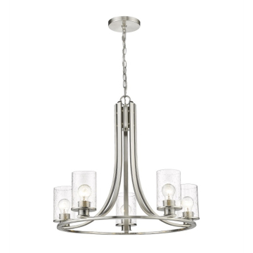 Z-Lite Beckett 27" 5-Light Chandelier - 120V - Brushed Nickel / Clear Seedy