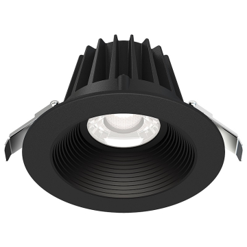 Lotus 4" Round Economy Regressed LED Downlight - 15W - Black Trim / Black Baffle Reflector - CCT Selectable - 120V