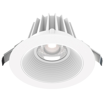 Lotus 4" Round Economy Regressed LED Downlight - 15W - White Trim / White Baffle Reflector - CCT Selectable - 120V