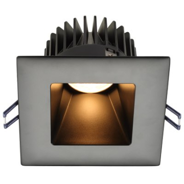Lotus 4" Square Deep Regressed LED Downlight - 15W - Black Reflector - Black Trim - 3000K - 1,200 Lumens - 120V
