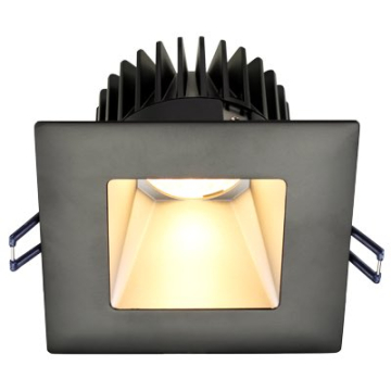 Lotus 4" Square Deep Regressed LED Downlight - 15W - Silver Reflector - Black Trim - 3000K - 1,200 Lumens - 120V