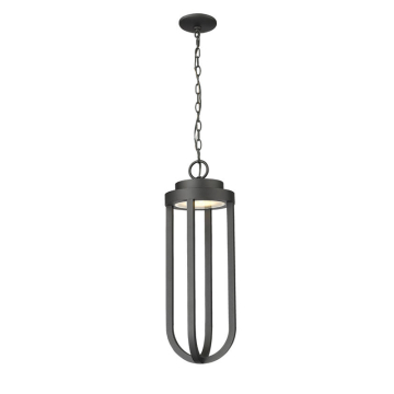 Z-Lite Leland 9" 1-Light LED Outdoor Chain Mount Ceiling Fixture - 16W - CCT Selectable - 750 Lumens - 120V - Sand Black