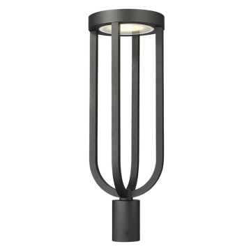 Z-Lite Leland 9" 1-Light LED Outdoor Round Post Mount Fixture - 16W - CCT Selectable - 700 Lumens - 120V - Sand Black