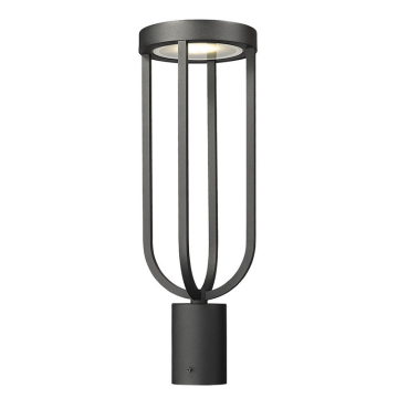 Z-Lite Leland 7" 1-Light LED Outdoor Round Post Mount Fixture - 12W - CCT Selectable - 600 Lumens - 120V - Sand Black