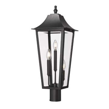 Z-Lite Gannon 3-Light Large Outdoor Round Post Mount Fixture - 120V - Black