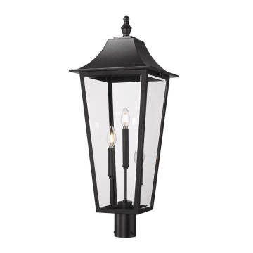 Z-Lite Gannon 3-Light XL Outdoor Round Post Mount Fixture - 120V - Black