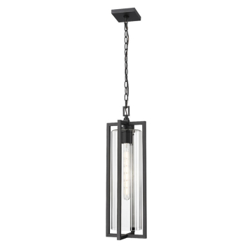 Z-Lite Aura 1-Light Outdoor Chain Mount Ceiling Fixture - 120V - Black