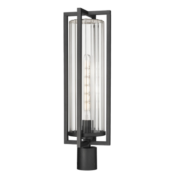 Z-Lite Aura 1-Light Outdoor Round Post Mount Fixture - 120V - Black
