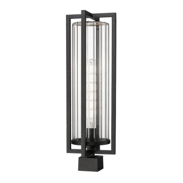 Z-Lite Aura 1-Light Outdoor Square Post Mount Fixture - 120V - Black