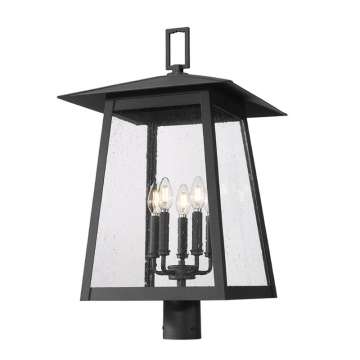 Z-Lite Rainer 5-Light Outdoor Round Post Mount Fixture - 120V - Black