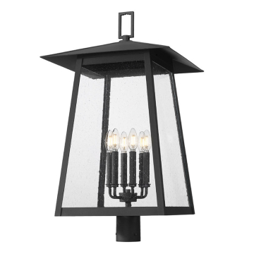 Z-Lite Rainer 6-Light Outdoor Round Post Mount Fixture - 120V - Black