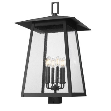 Z-Lite Rainer 6-Light Outdoor Square Post Mount Fixture - 120V - Black