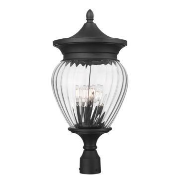 Z-Lite Davina 4-Light Outdoor Round Post Mount Fixture - 120V - Black