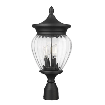 Z-Lite Davina 3-Light Outdoor Round Post Mount Fixture - 120V - Black