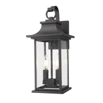 Z-Lite Tiberius 2-Light Outdoor Wall Light - 120V - Black / Clear Seedy