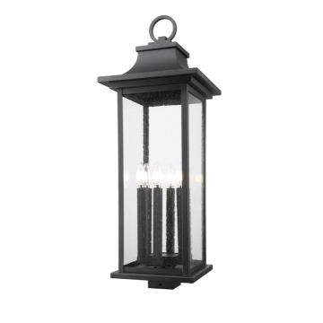 Z-Lite Tiberius 6-Light Outdoor Square Post Mount Fixture - 120V - Black / Clear Seedy