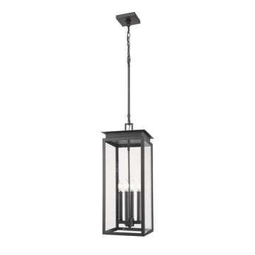 Z-Lite Nova 4-Light Outdoor Chain Mount Ceiling Fixture - 120V - Black / Clear