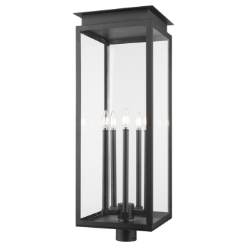 Z-Lite Nova 5-Light Outdoor Round Post Mount Fixture - 120V - Black / Clear