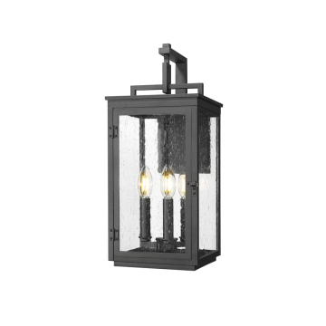 Z-Lite Hartwell 3-Light Outdoor Wall Light - 120V - Sand Black / Clear Seedy