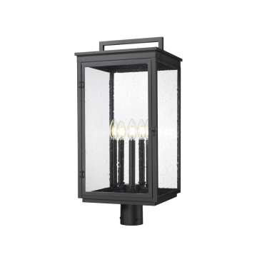 Z-Lite Hartwell 5-Light Outdoor Round Post Mount Fixture - 120V - Sand Black / Clear Seedy