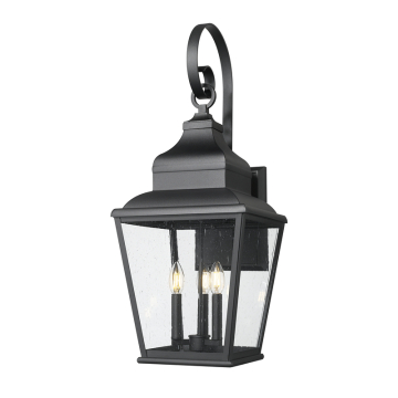 Z-Lite Raphael 3-Light Outdoor Wall Light - 120V - Sand Black / Clear Seedy