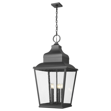 Z-Lite Raphael 5-Light Outdoor Chain Mount Ceiling Fixture - 120V - Sand Black / Clear Seedy