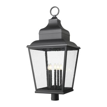 Z-Lite Raphael 5-Light Outdoor Round Post Mount Fixture - 120V - Sand Black / Clear Seedy